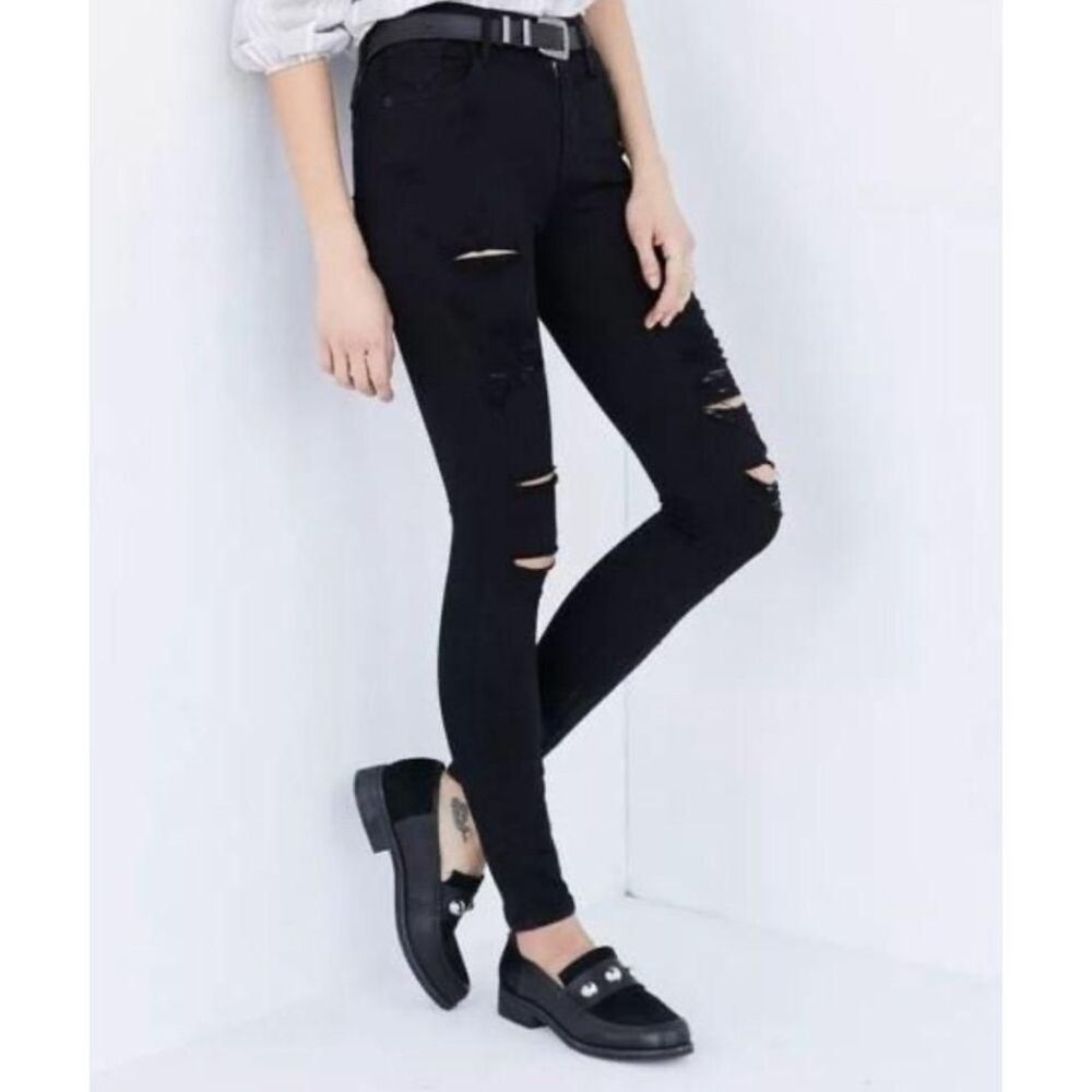 Agolde‎ Sophie distressed black skinny jeans size 27